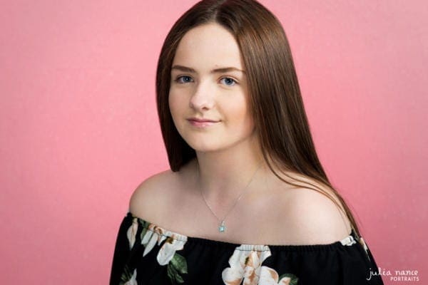 Christina- Melbourne Actor Headshot - Girl on Pink Background