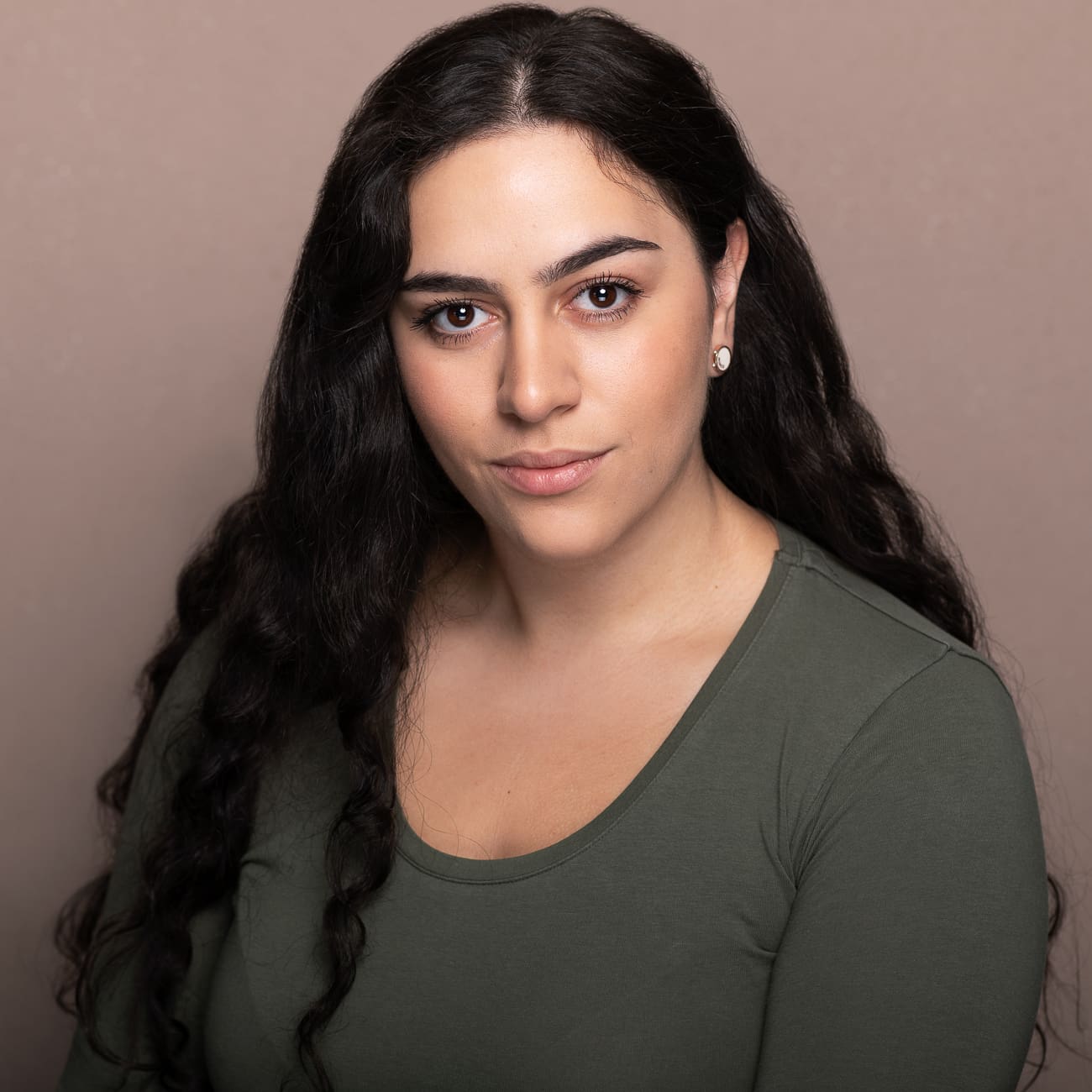 Studio actor headshot of melbourne actress with a serious expression