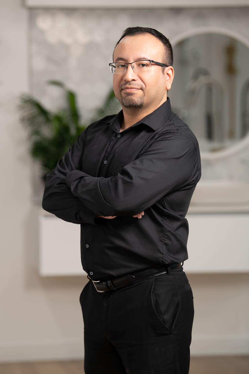 Melbourne team headshot photography. Branding portrait with a blurred background captured in workplace.